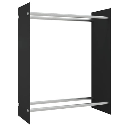 Porta Legna Nero 80x35x100 cm in Vetro Temperato - homemem39