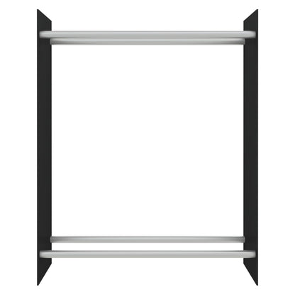 Porta Legna Nero 80x35x100 cm in Vetro Temperato - homemem39