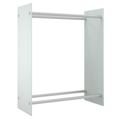 Porta Legna Bianco 80x35x100 cm in Vetro Temperato - homemem39