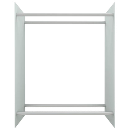 Porta Legna Bianco 80x35x100 cm in Vetro Temperato - homemem39