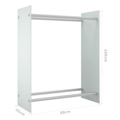 Porta Legna Bianco 80x35x100 cm in Vetro Temperato - homemem39