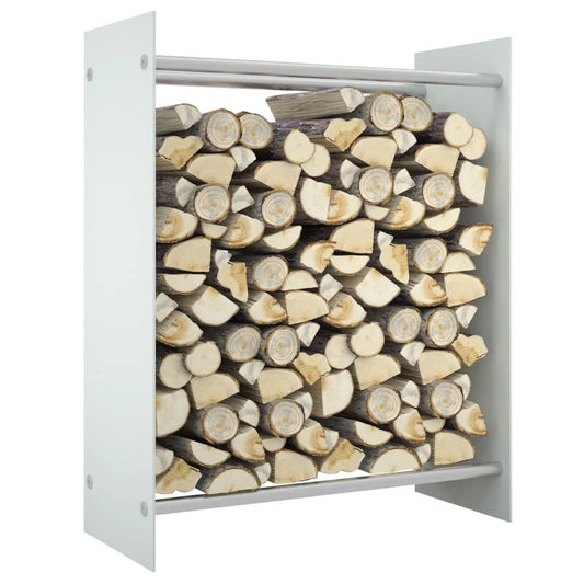 Porta Legna Bianco 80x35x100 cm in Vetro Temperato - homemem39