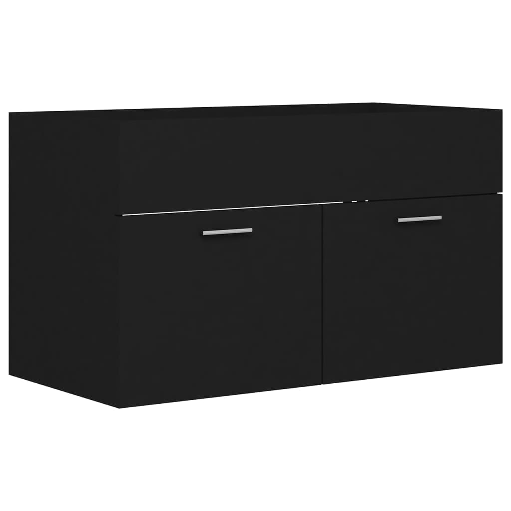 Mobile da Bagno con Lavabo Integrato Nero in Truciolato | homemem39