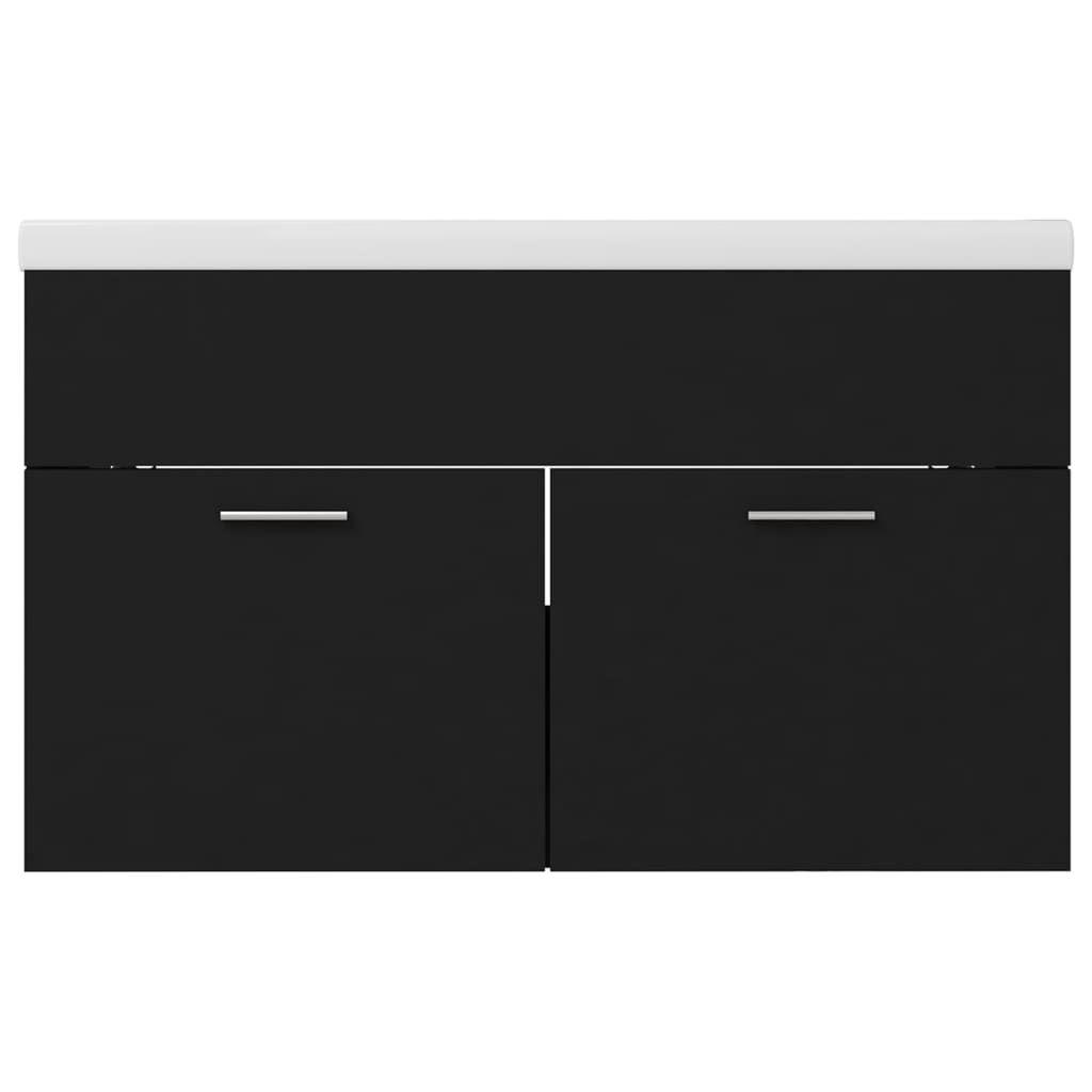 Mobile da Bagno con Lavabo Integrato Nero in Truciolato | homemem39