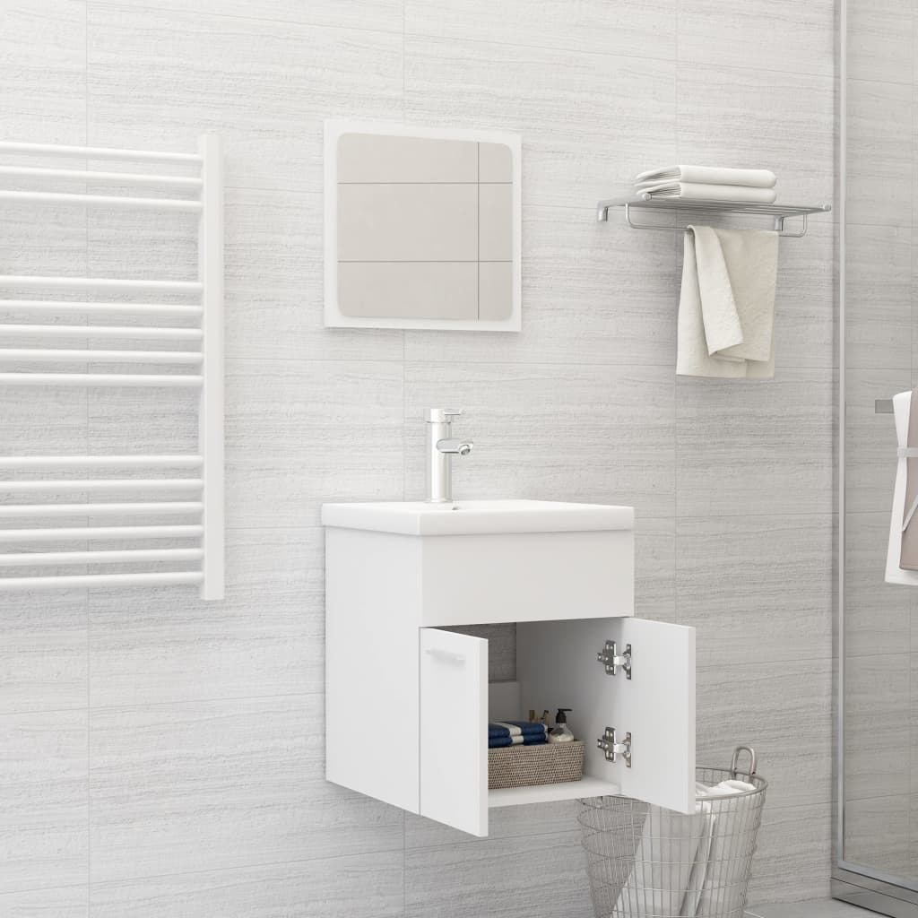 Set Mobili da Bagno Bianco in Legno Multistrato | homemem39