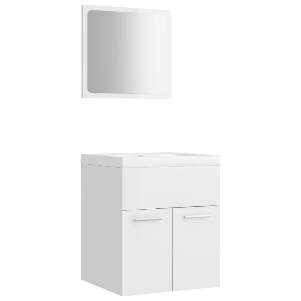 Set Mobili da Bagno Bianco Lucido in Truciolato | homemem39