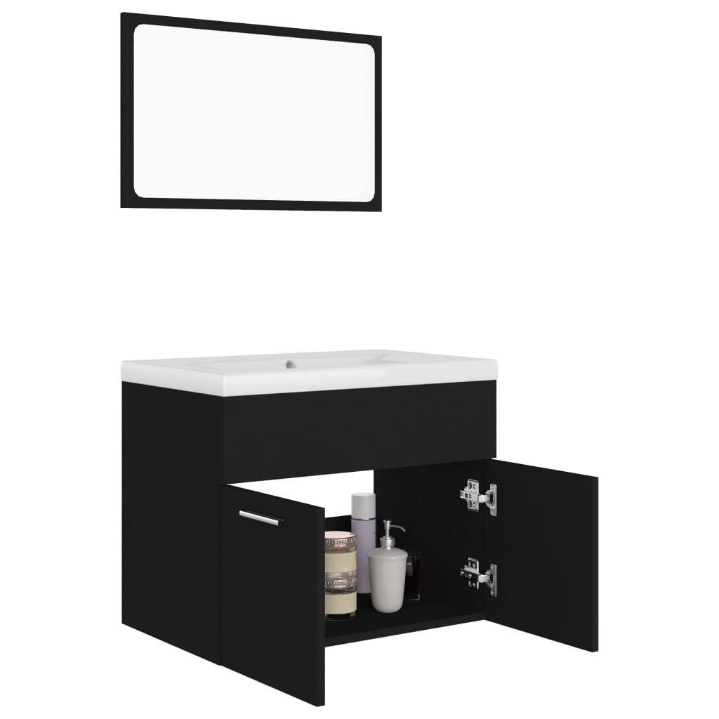 Set Mobili da Bagno Nero in Truciolato | homemem39