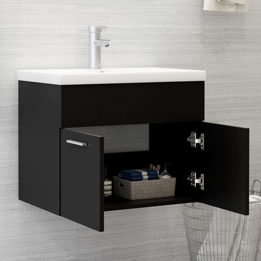 Set Mobili da Bagno Nero in Truciolato | homemem39