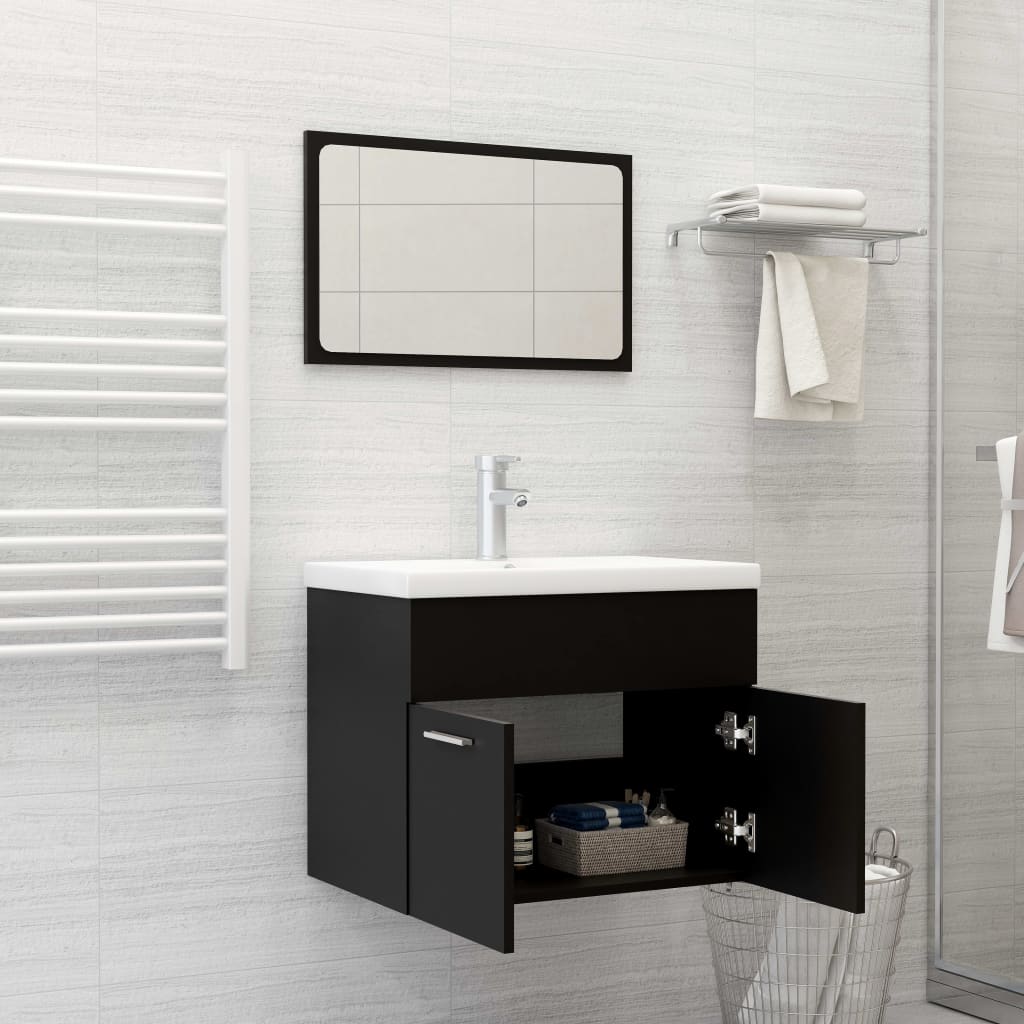 Set Mobili da Bagno Nero in Truciolato | homemem39