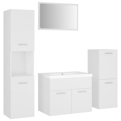 Set Mobili da Bagno Bianco in Legno Multistrato