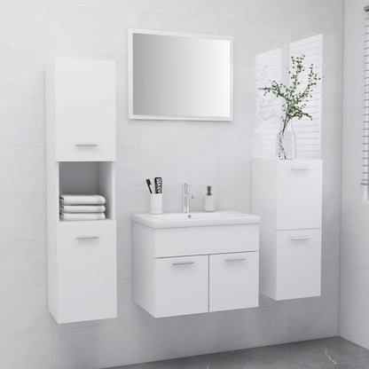 Set Mobili da Bagno Bianco in Legno Multistrato