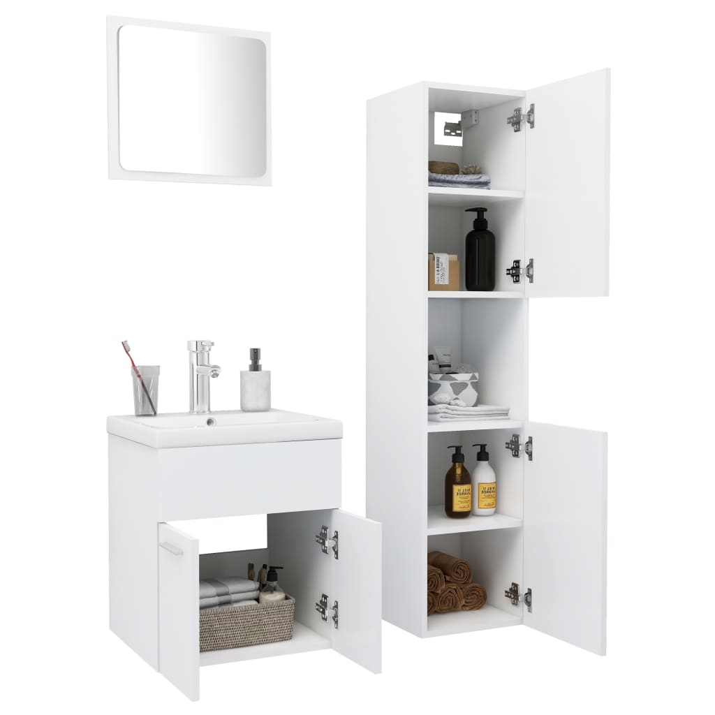 Set Mobili da Bagno Bianco in Legno Multistrato | homemem39