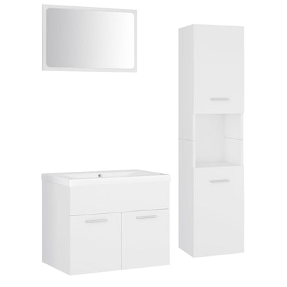 Set Mobili da Bagno Bianco in Legno Multistrato