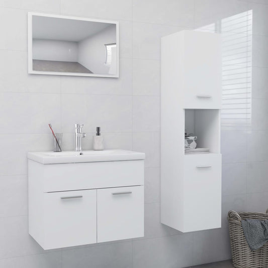 Set Mobili da Bagno Bianco in Legno Multistrato | homemem39