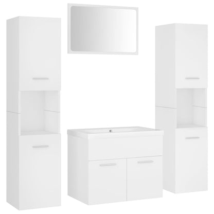 Set Mobili da Bagno Bianco in Legno Multistrato