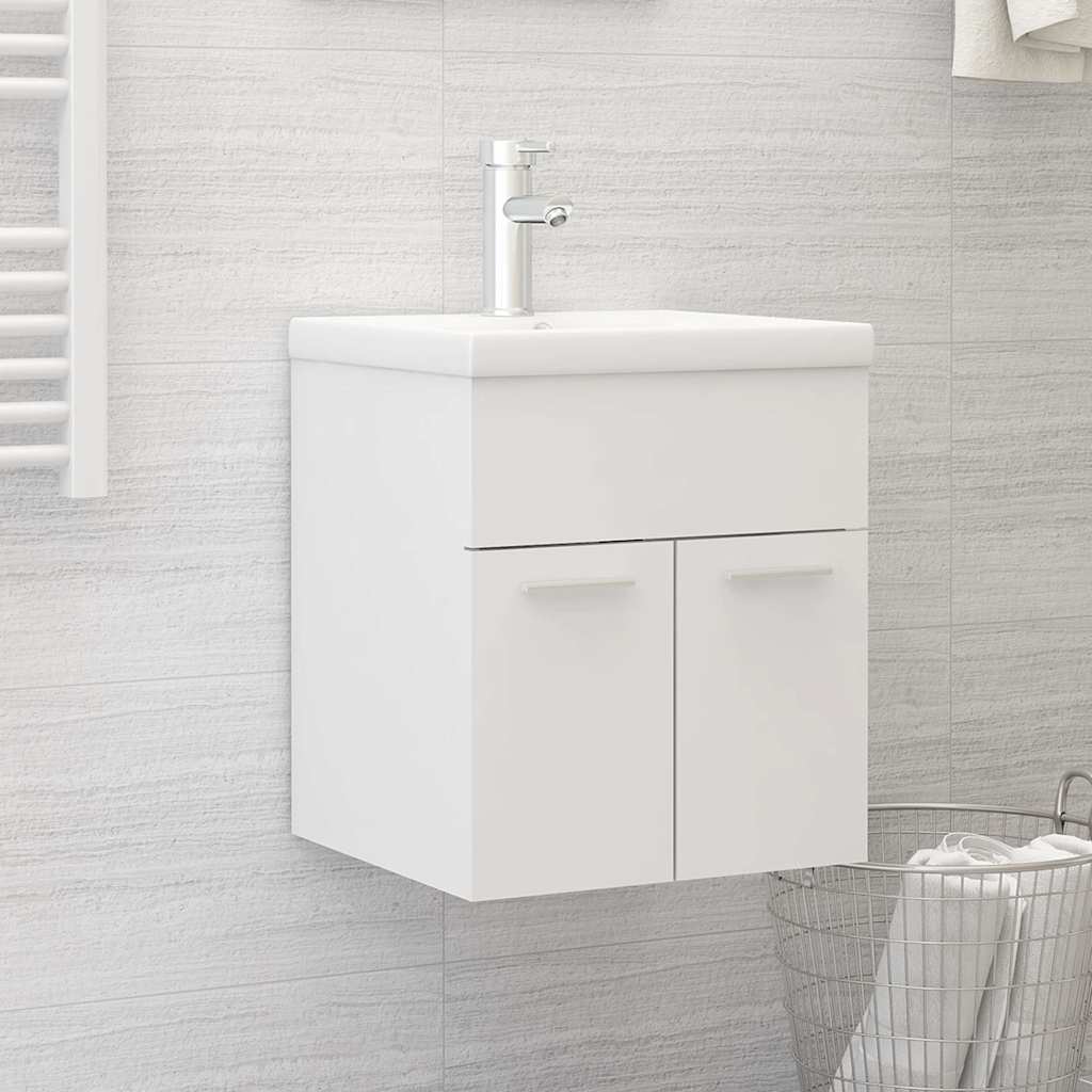 Mobile Bagno con Lavabo Integrato Bianco