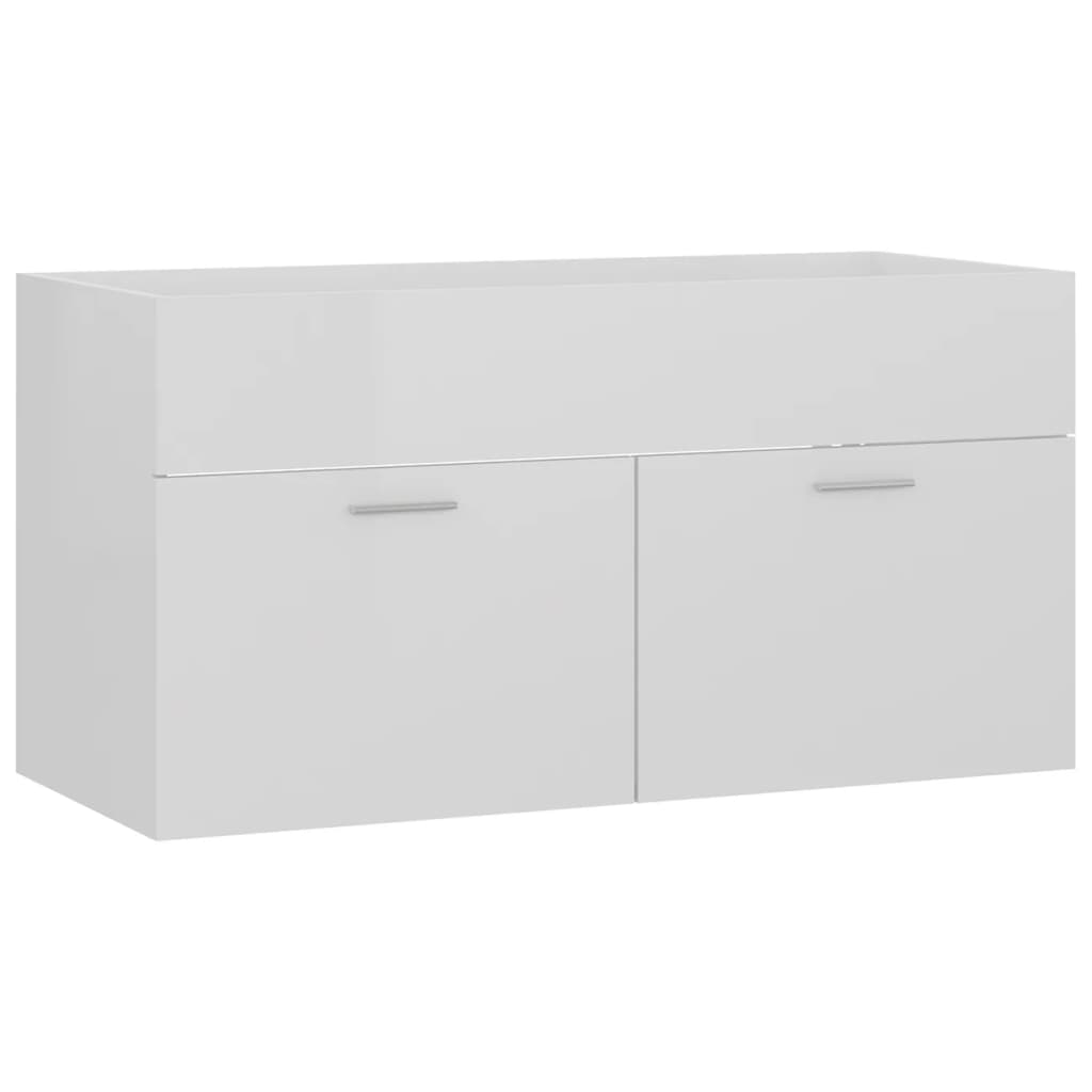 Mobile con Lavabo Integrato Bianco Lucido in Legno Multistrato | homemem39