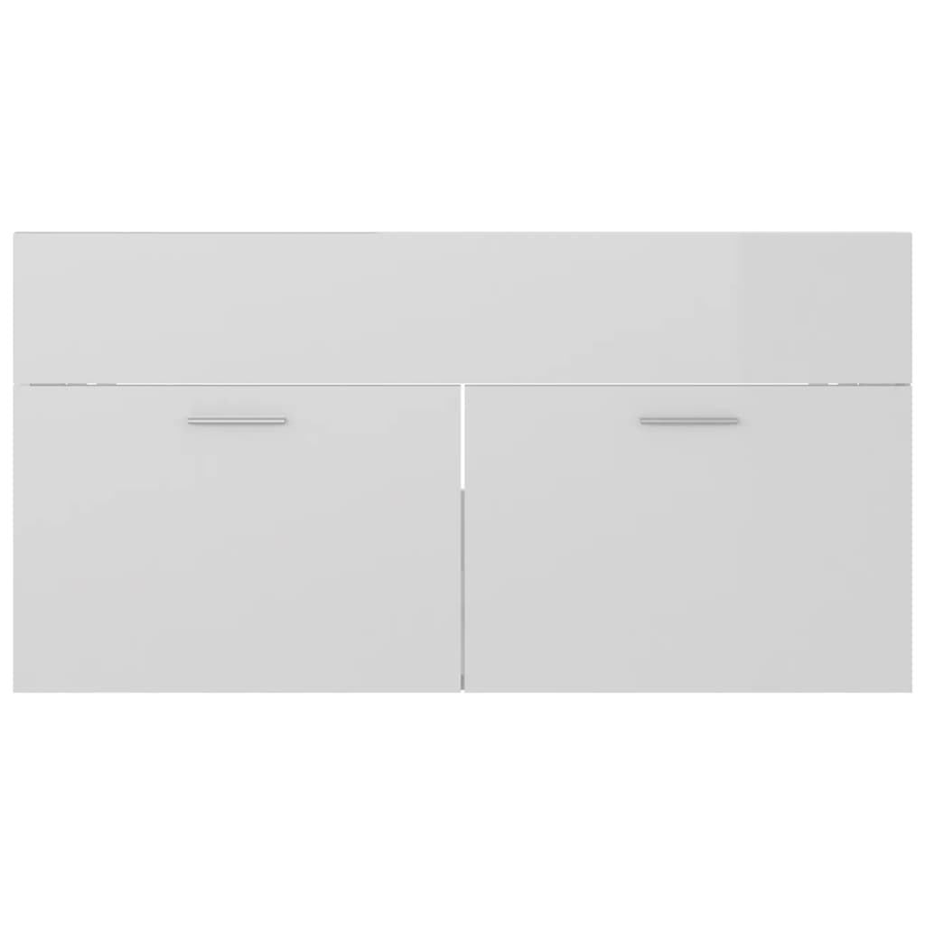 Mobile con Lavabo Integrato Bianco Lucido in Legno Multistrato | homemem39