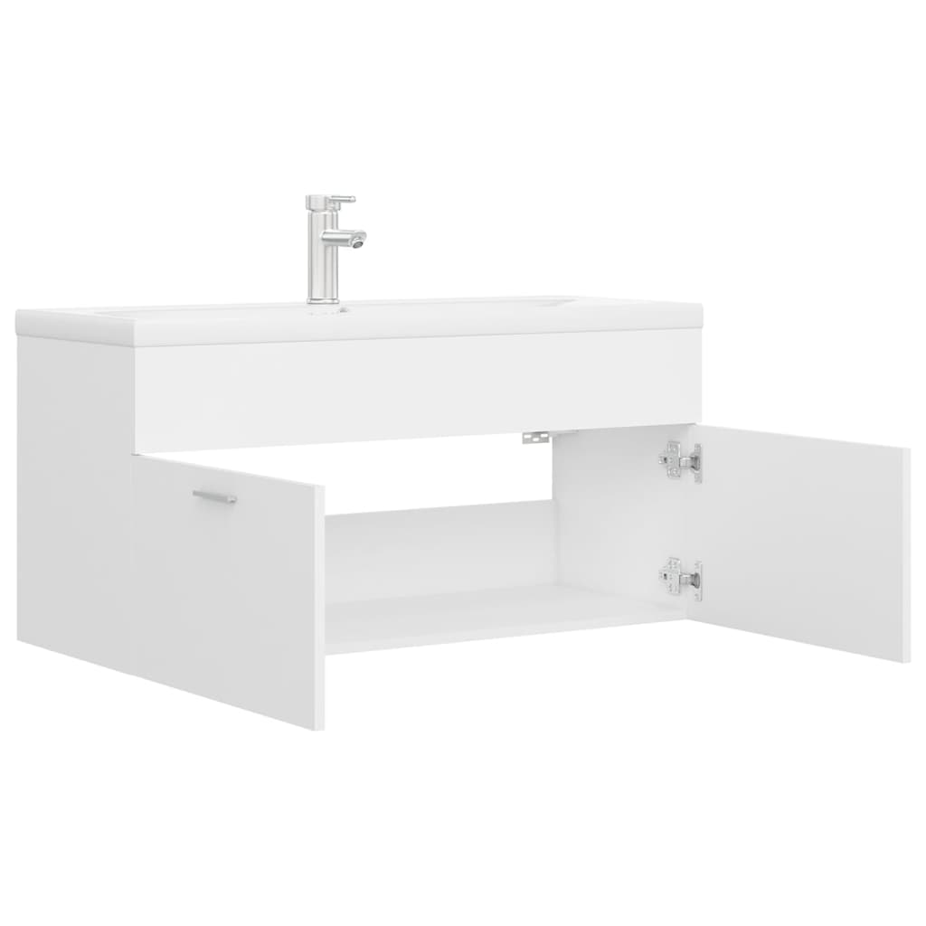 Mobile Bagno con Lavabo Integrato Bianco in Legno Multistrato | homemem39
