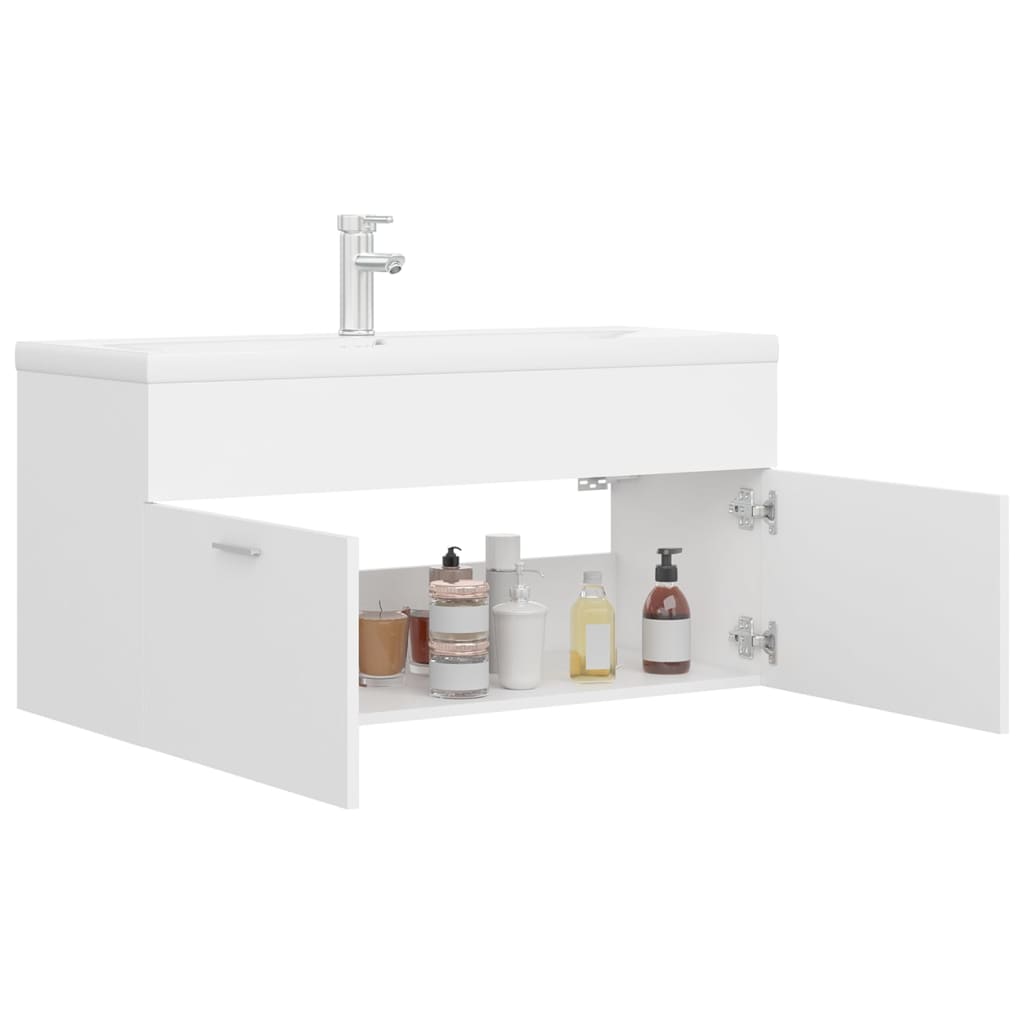 Mobile Bagno con Lavabo Integrato Bianco in Legno Multistrato | homemem39