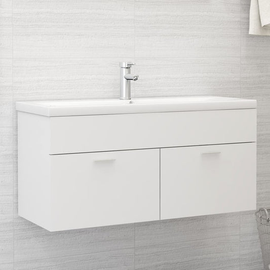 Mobile Bagno con Lavabo Integrato Bianco in Legno Multistrato