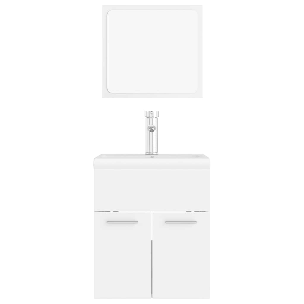 Set Mobili da Bagno Bianco in Legno Multistrato