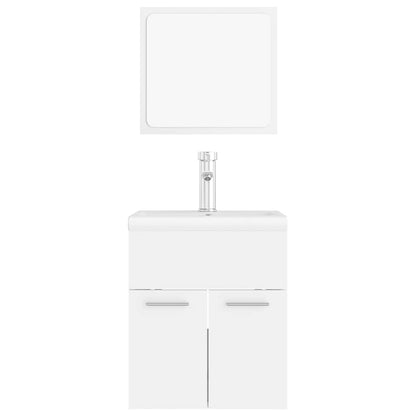 Set Mobili da Bagno Bianco in Legno Multistrato