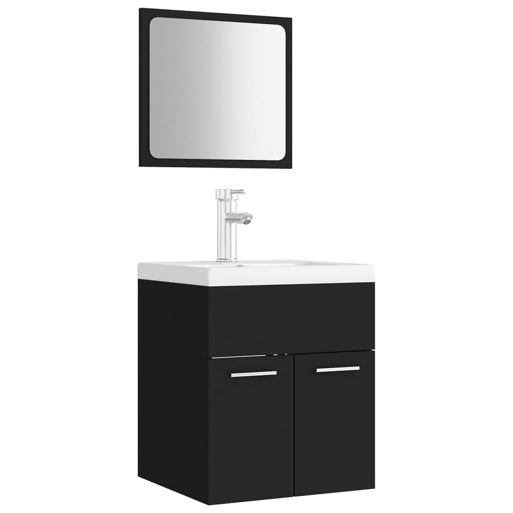 Set Mobili da Bagno Nero in Legno Multistrato | homemem39