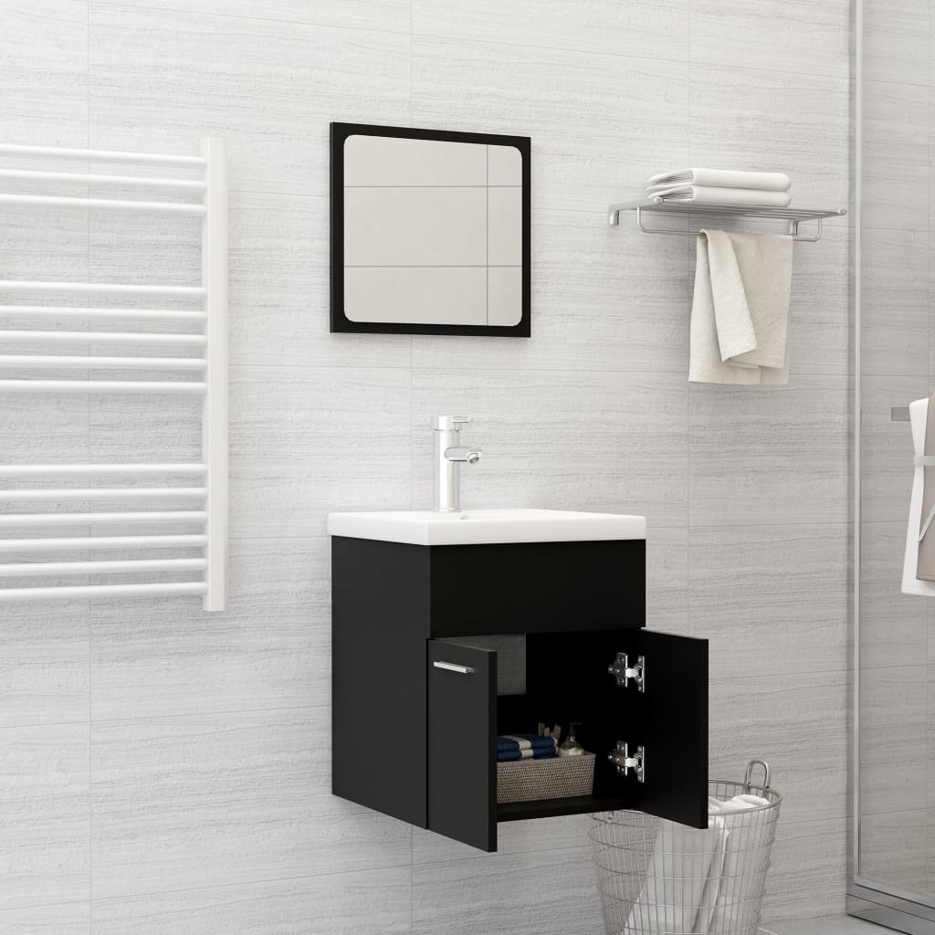 Set Mobili da Bagno Nero in Legno Multistrato | homemem39