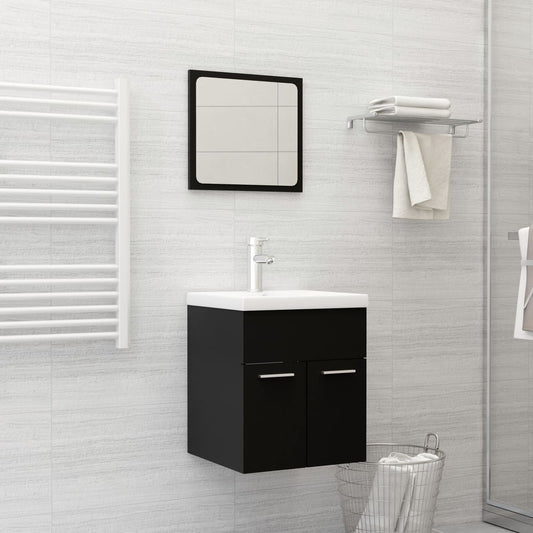 Set Mobili da Bagno Nero in Legno Multistrato | homemem39