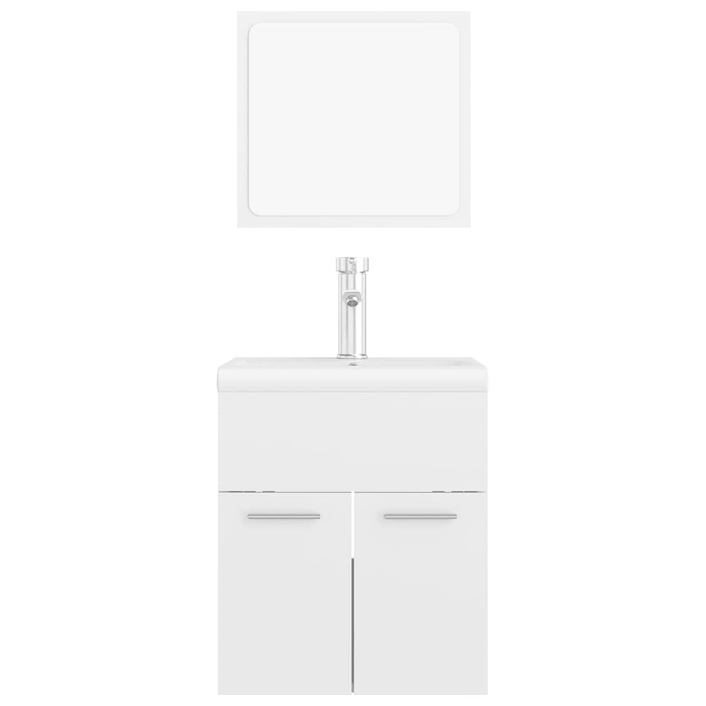 Set Mobili da Bagno Bianco Lucido in Legno Multistrato | homemem39