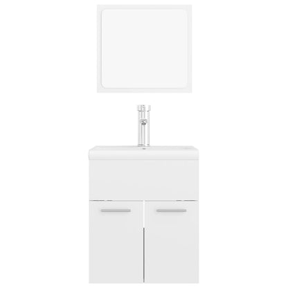 Set Mobili da Bagno Bianco Lucido in Legno Multistrato | homemem39