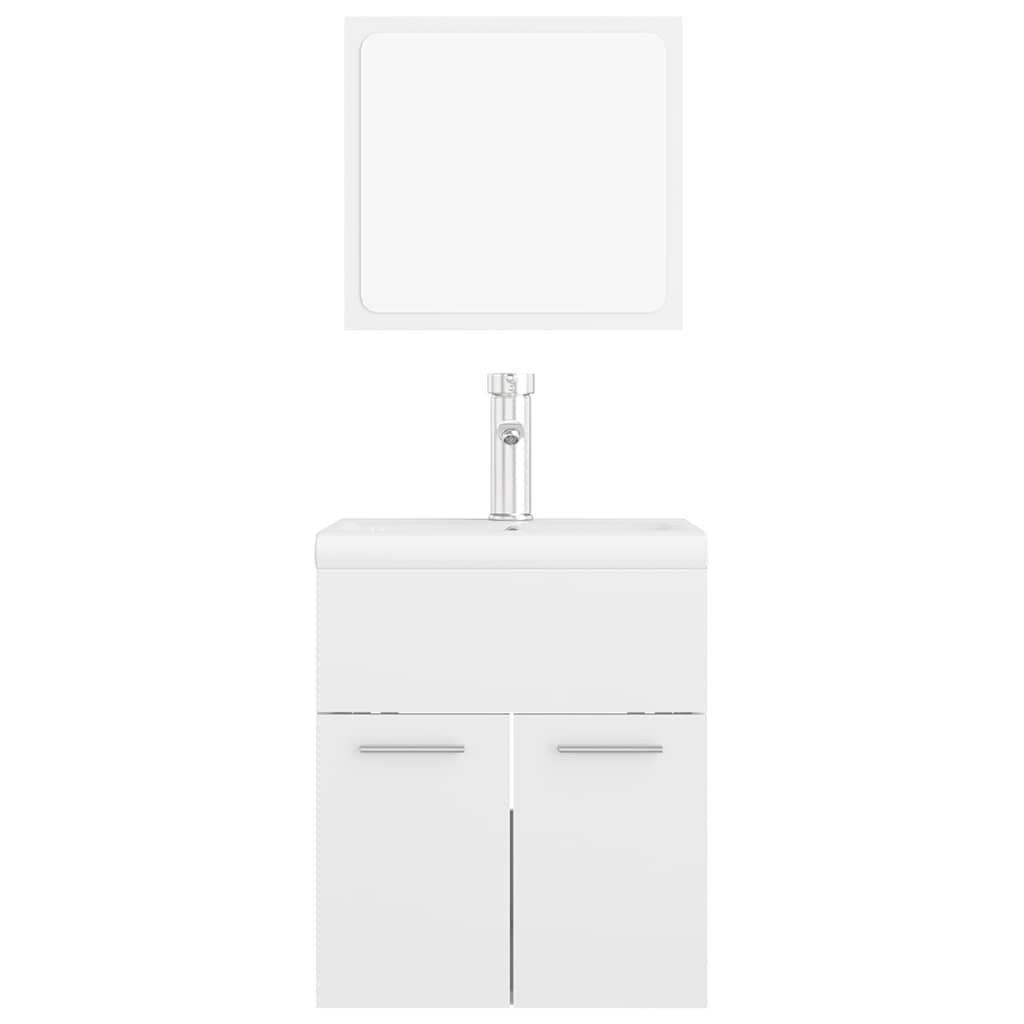 Set Mobili da Bagno Bianco Lucido in Legno Multistrato