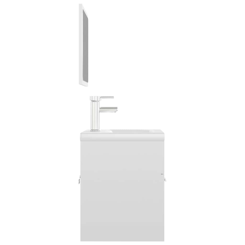 Set Mobili da Bagno Bianco Lucido in Legno Multistrato
