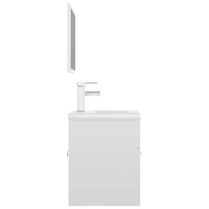 Set Mobili da Bagno Bianco Lucido in Legno Multistrato