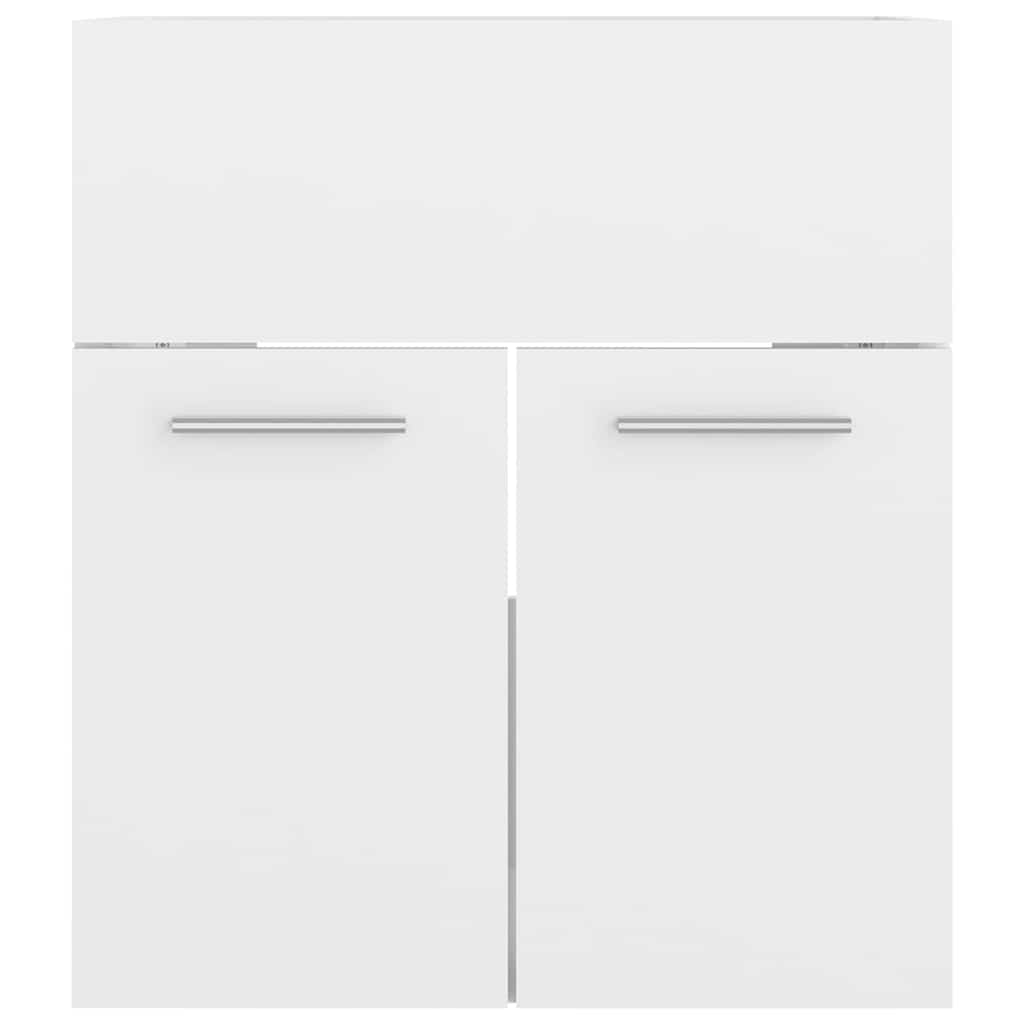 Set Mobili da Bagno Bianco Lucido in Legno Multistrato