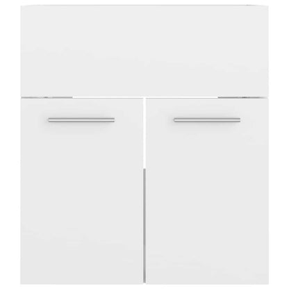 Set Mobili da Bagno Bianco Lucido in Legno Multistrato