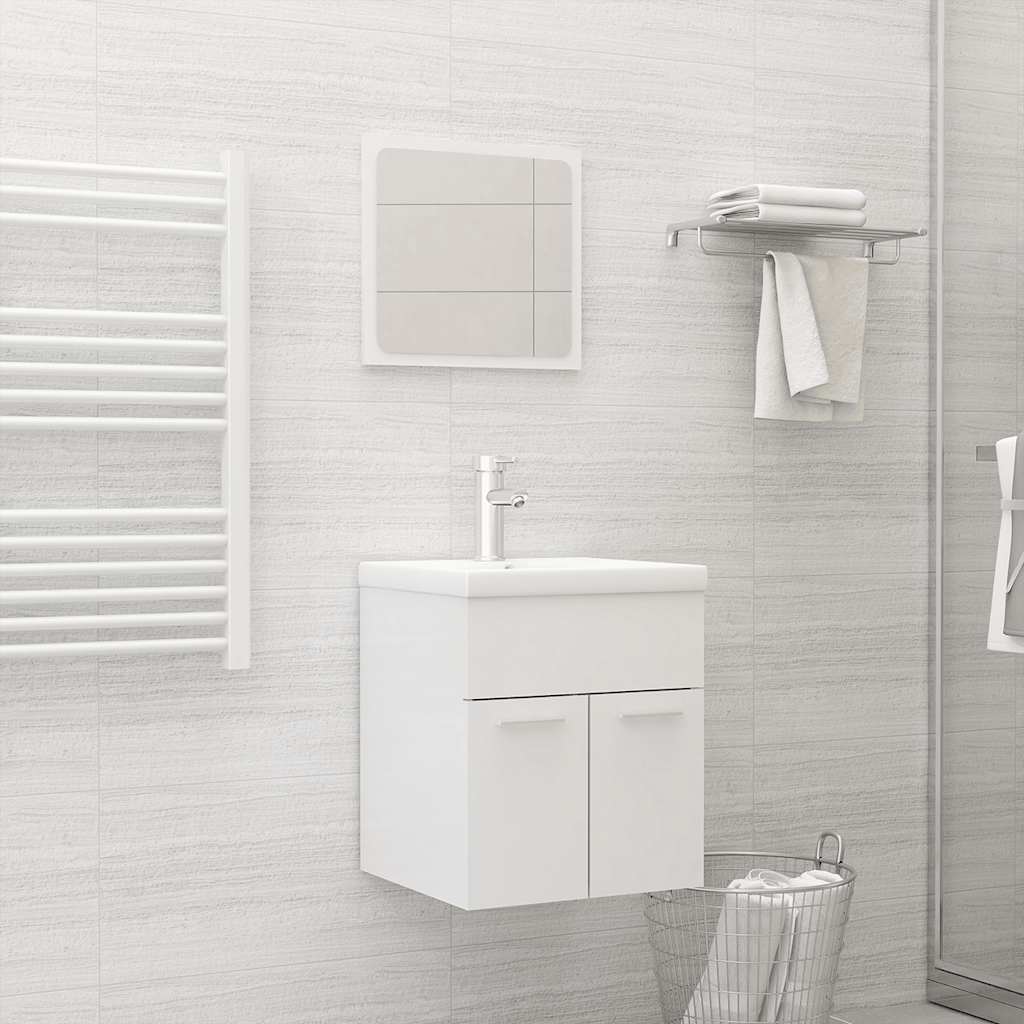 Set Mobili da Bagno Bianco Lucido in Legno Multistrato | homemem39