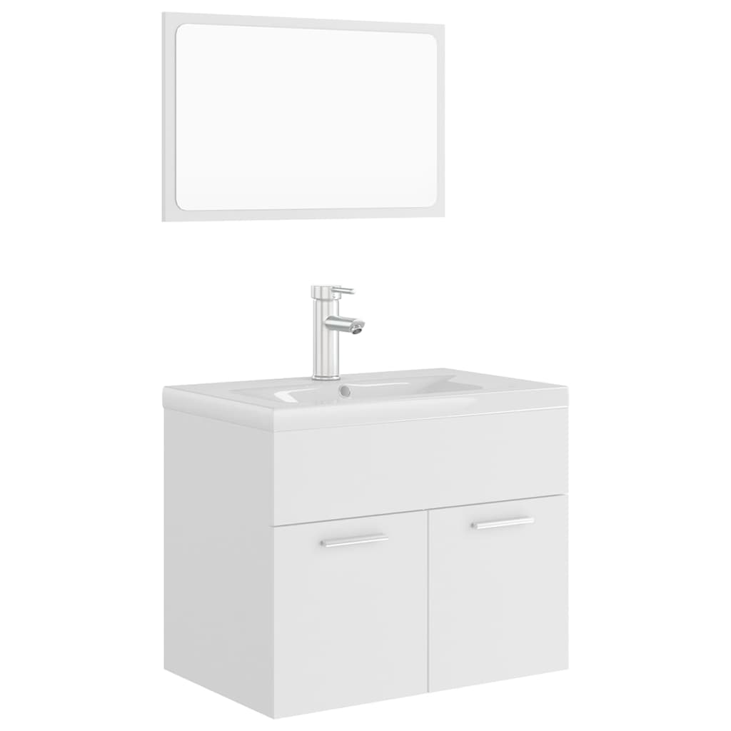 Set Mobili da Bagno Bianco in Legno Multistrato