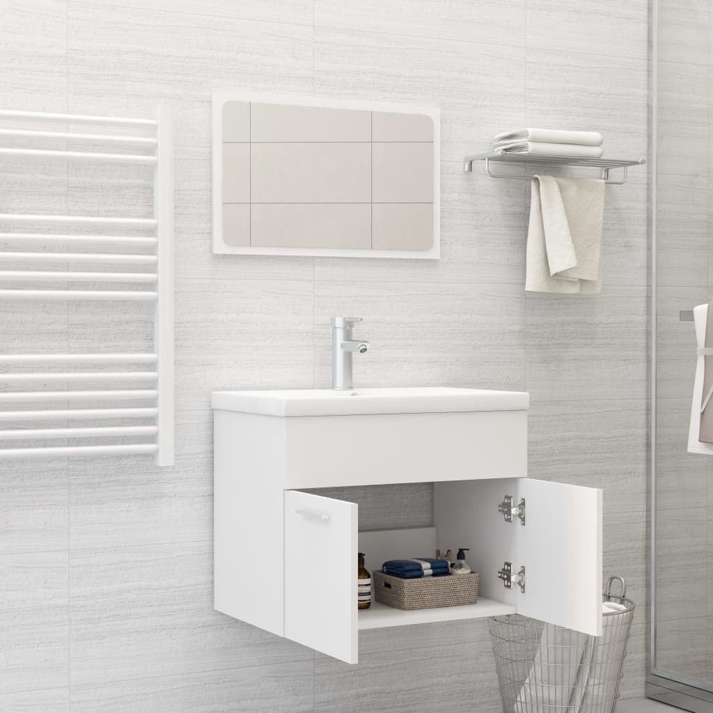 Set Mobili da Bagno Bianco in Legno Multistrato
