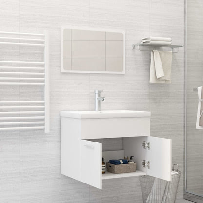 Set Mobili da Bagno Bianco in Legno Multistrato