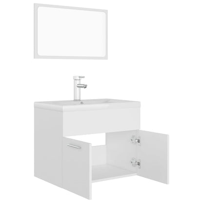Set Mobili da Bagno Bianco in Legno Multistrato