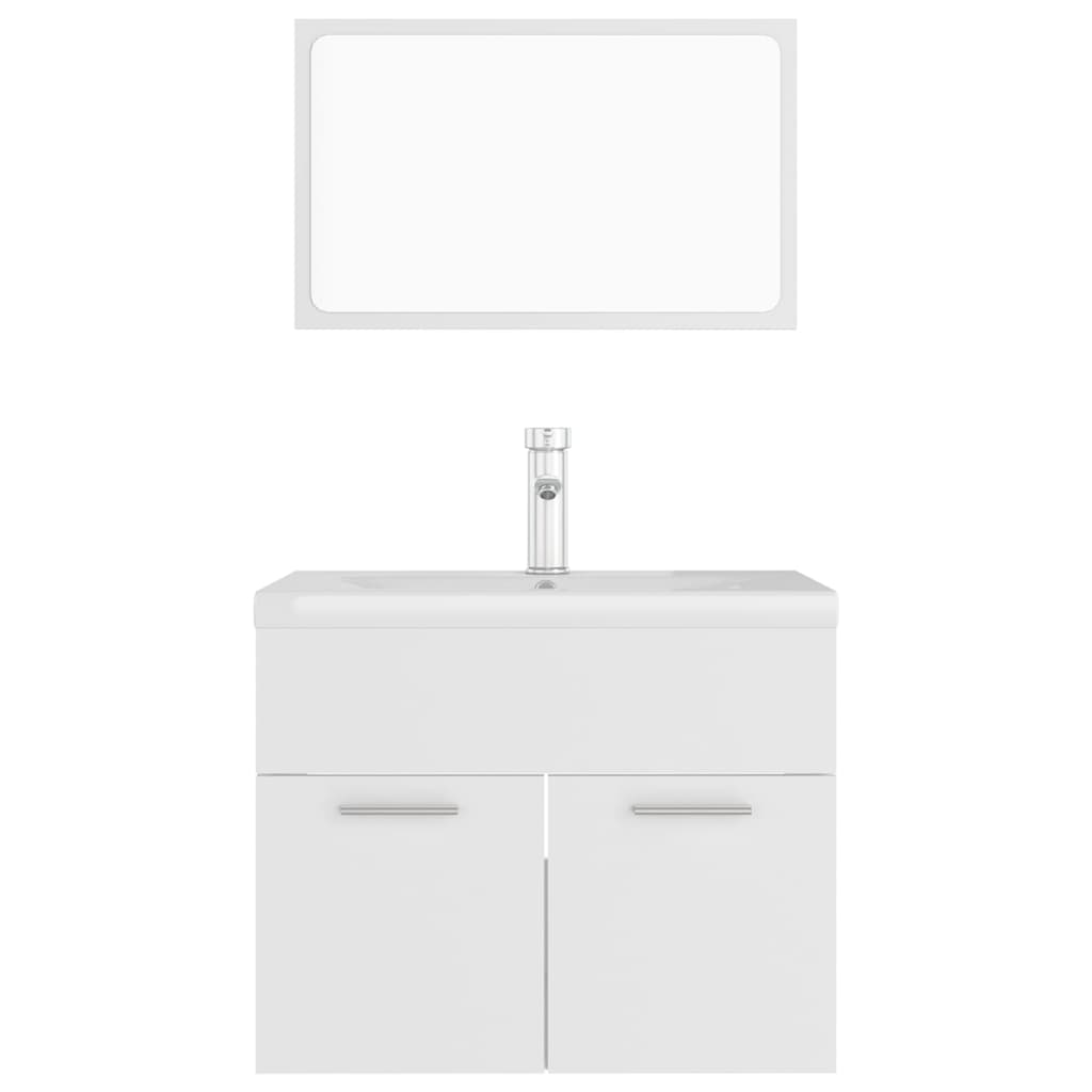 Set Mobili da Bagno Bianco in Legno Multistrato