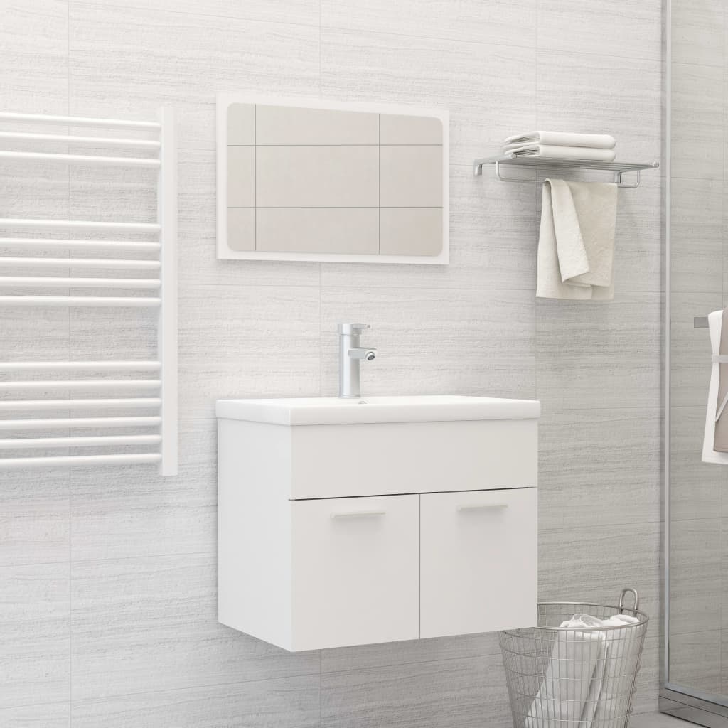 Set Mobili da Bagno Bianco in Legno Multistrato