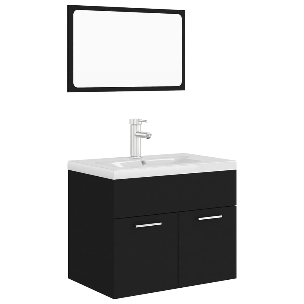 Set Mobili da Bagno Nero in Legno Multistrato | homemem39