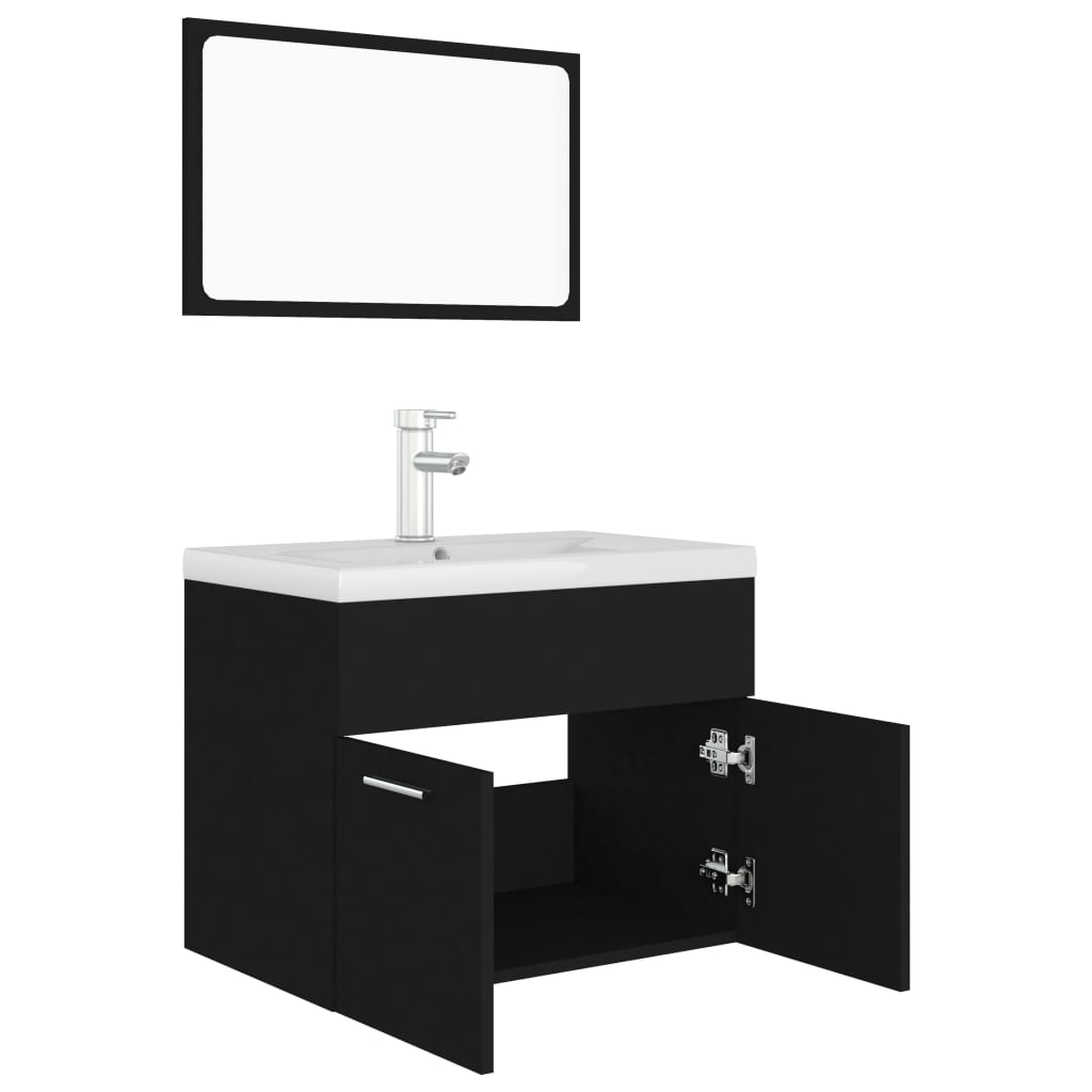 Set Mobili da Bagno Nero in Legno Multistrato | homemem39
