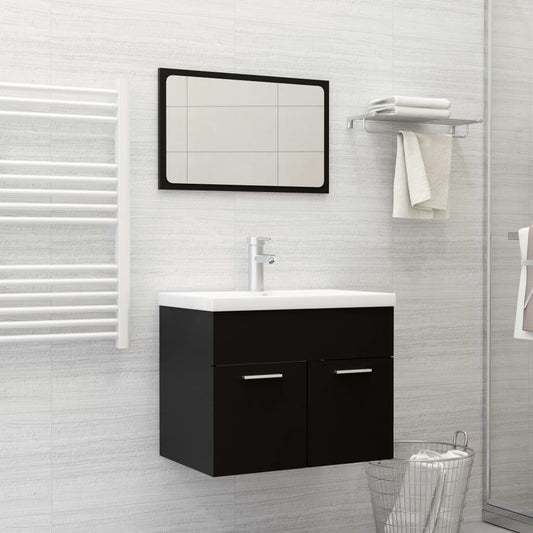 Set Mobili da Bagno Nero in Legno Multistrato | homemem39