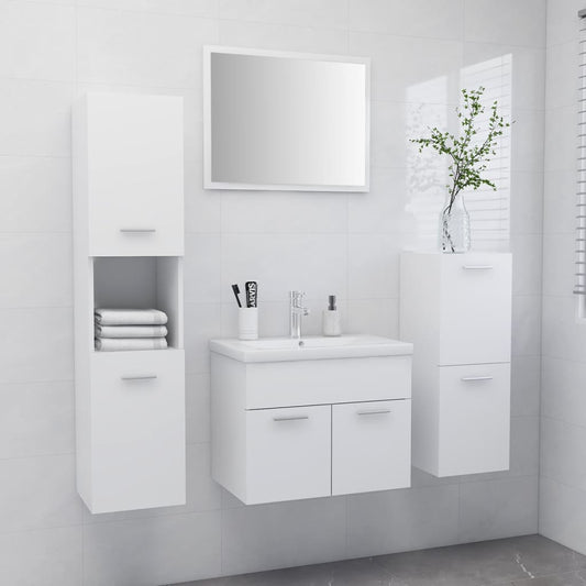 Set Mobili da Bagno Bianco in Legno Multistrato