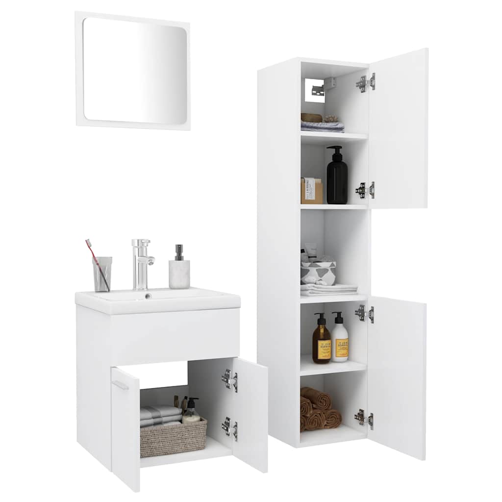 Set Mobili da Bagno Bianco in Legno Multistrato | homemem39