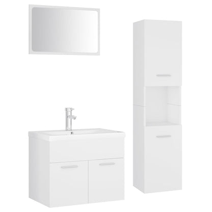 Set Mobili da Bagno Bianco in Legno Multistrato